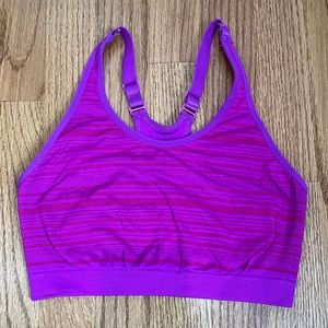 Womens Moret Ultra Racerback Pink Striped Sports Bra Size Small